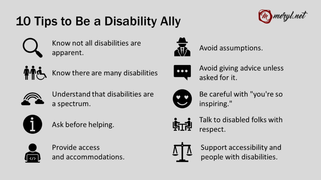 10 tips to be a disability ally / Abbildung von meryl.net